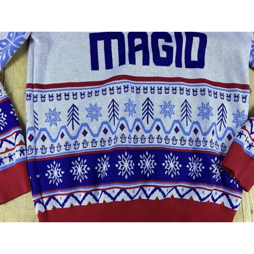 Magid Safety Ugly Christmas Sweater Unisex Size Large Holiday‎ Sweater Red Blue